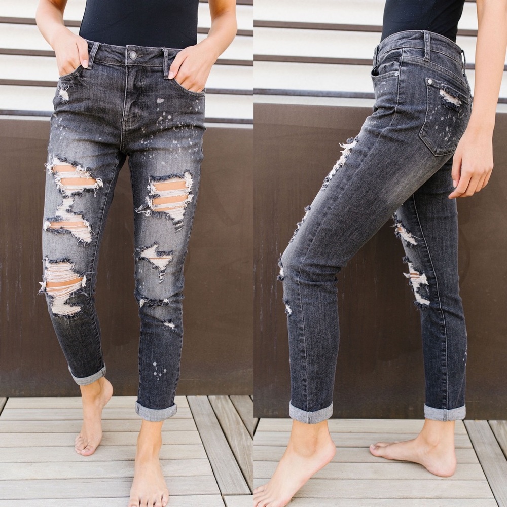Judy Blue Dark Gray Boyfriend Jeans - Picture 5 of 8